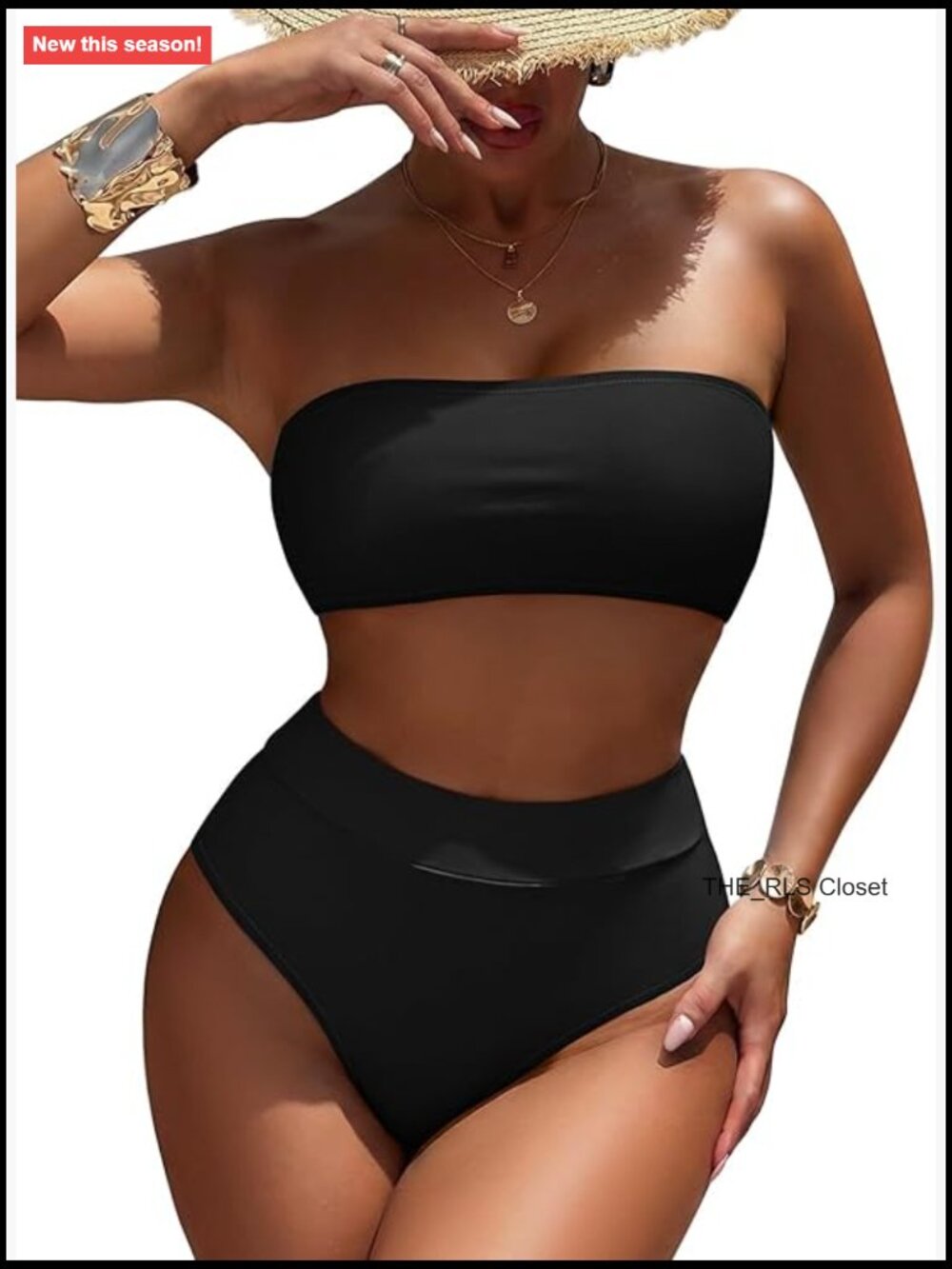 High Waist Bikini Set Removable Strap Bandeau Two Piece Swimsuit